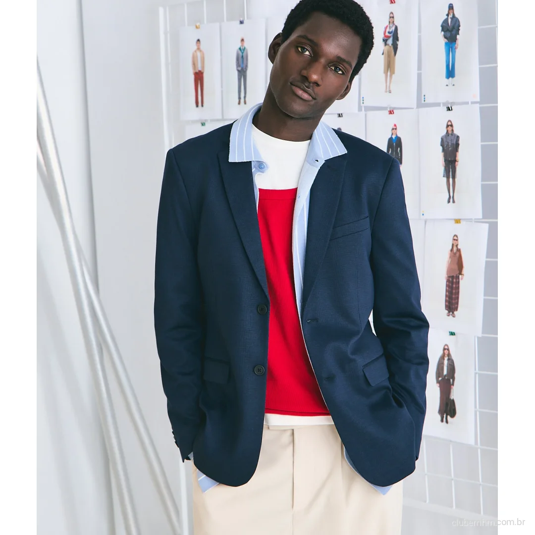 Paletó Slim em Poliviscose com Textura Canelada Leve