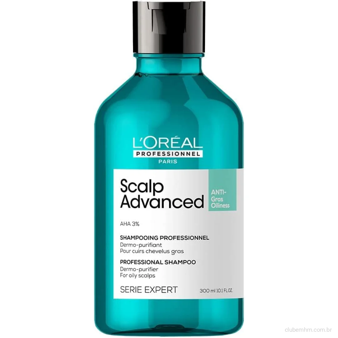 L'Oréal Professionnel Shampoo Purificante Scalp Dermo Purifier, Para Limpeza do Couro Cabeludo Oleoso, Sensação de Frescos e Limpeza, 300ml