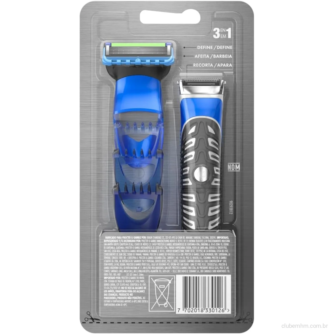 Gillette Styler Barbeador Elétrico e Aparador 3 em 1 com Tecnologia Braun